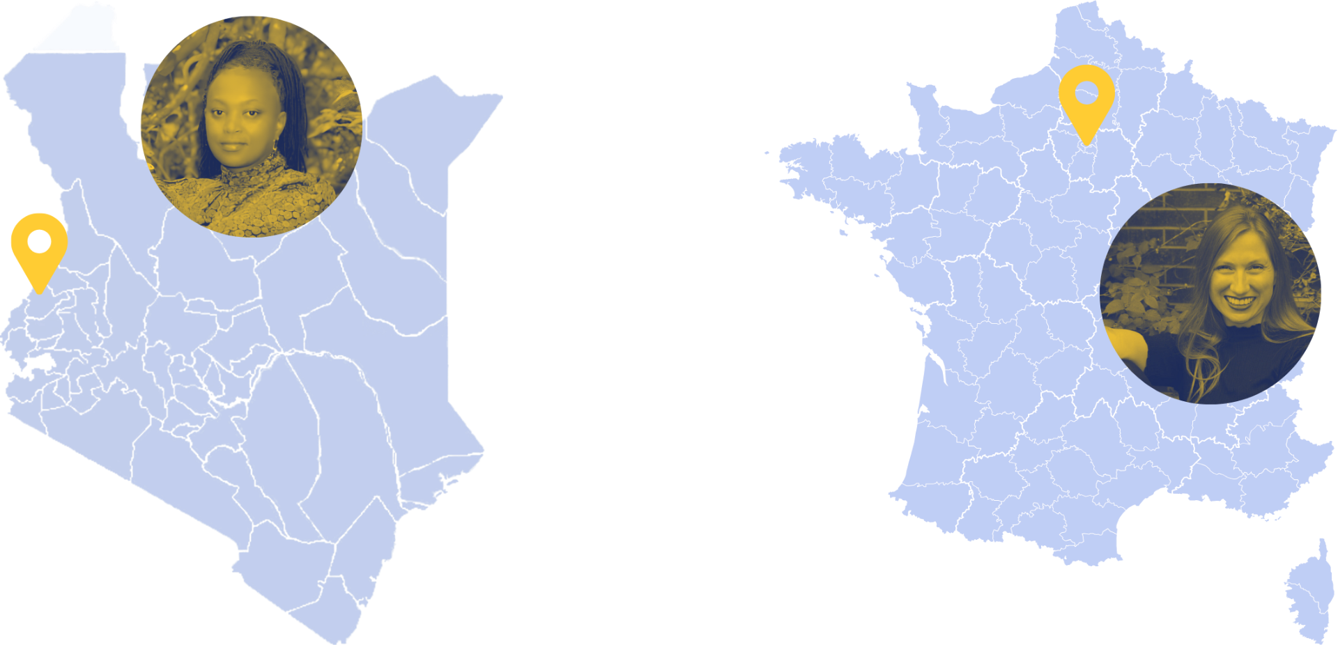 Ruth Ibrahim in Kenya and Janice Levenhagen in France